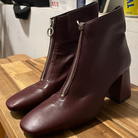 Zara Burgundy Heeled Boots - Picture 2 of 2